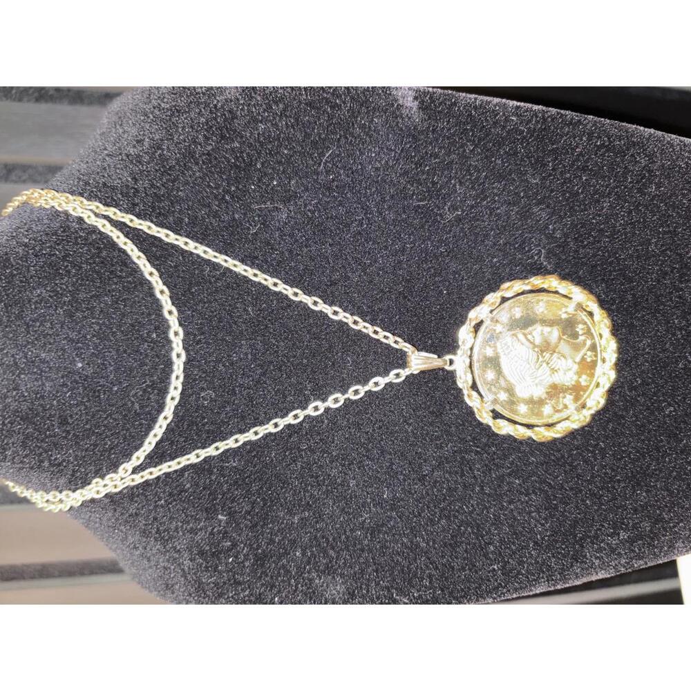 Vintage Coin Pendant Necklace with Chain - Picture 4 of 4